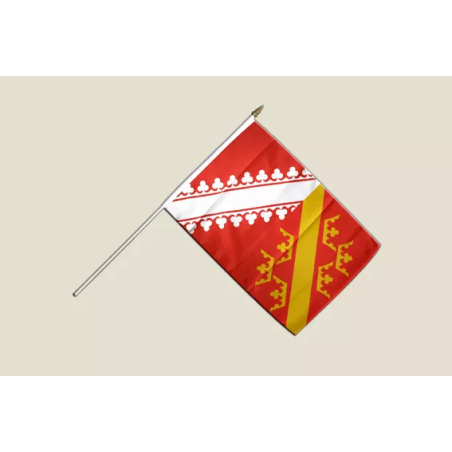 ALSACE - Drapeau Administratif 30x45 cm avec Hampe en Bois