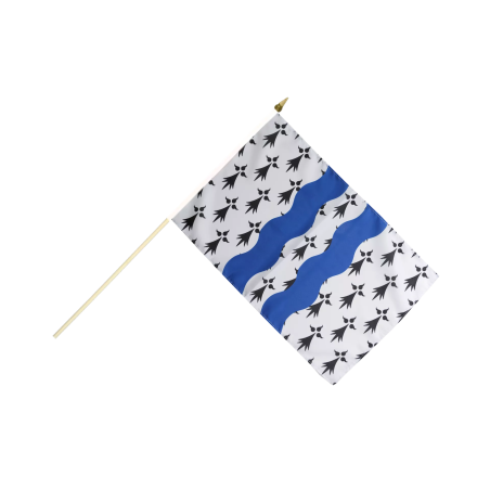 BRETAGNE Dept Ille-et-Vilaine - Drapeau 30x45cm avec Hampe Bois