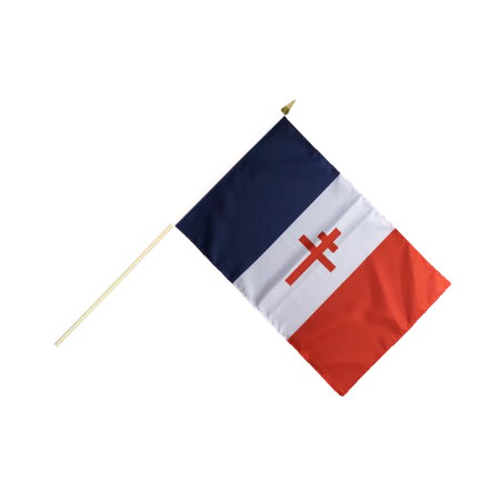 CROIX DE LORRAINE - Drapeau 30x45 cm Sur Hampe en Bois