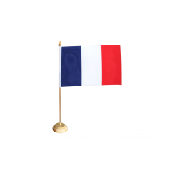 FRANCE - Drapeau de Table 15x22 cm avec Hampe en Bois