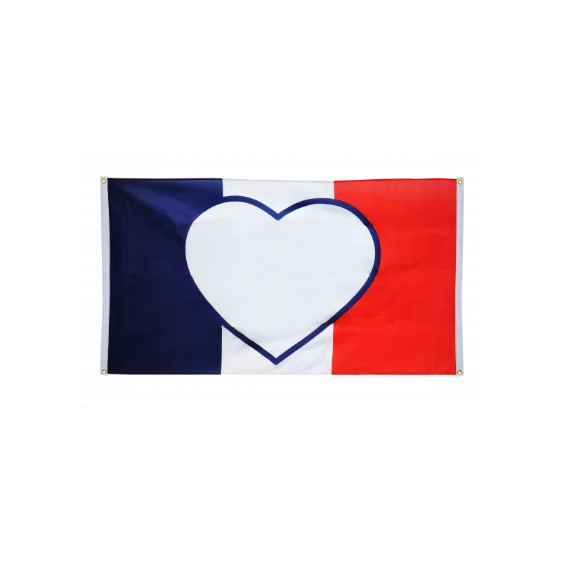 FRANCE - Drapeau 90x150 cm avec Coeur