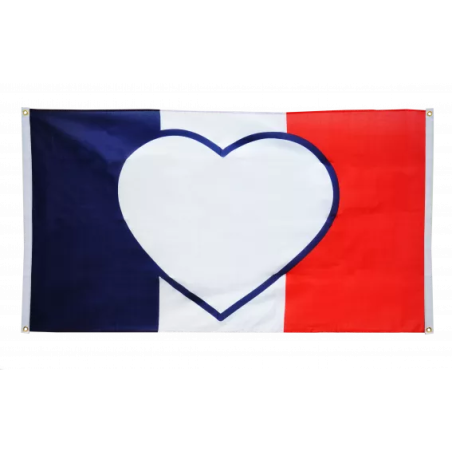 FRANCE - Drapeau 90x150 cm avec Coeur