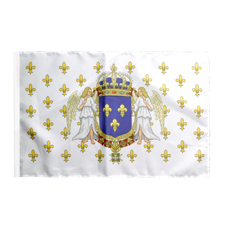 Drapeau royaume de France 987 -  1791 Taille: 30x45cm avec Ourlet passage d'une hampe