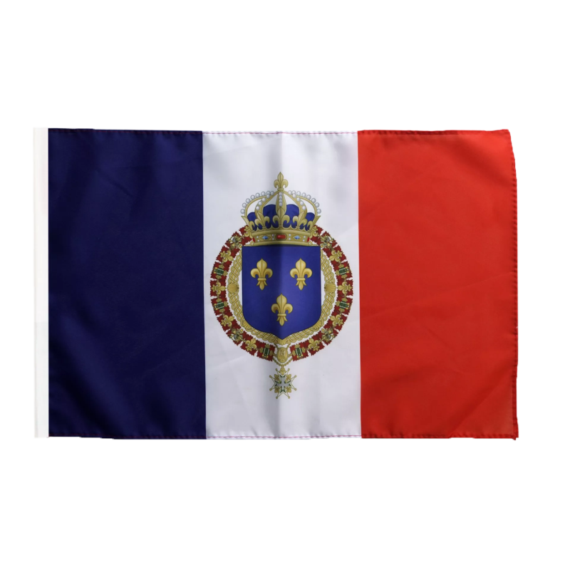 FRANCE - Drapeau Royal Taille: 30x45cm avec Ourlet pour hampe.