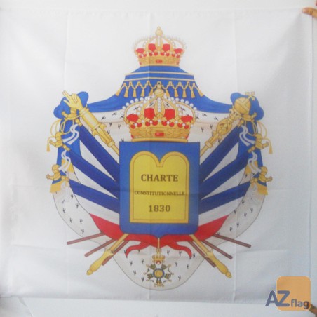 FRANCE ROYAUME - Drapeau Armes Monarchie de Juillet 1830-1848 90x90 cm Fourreau pour hampe