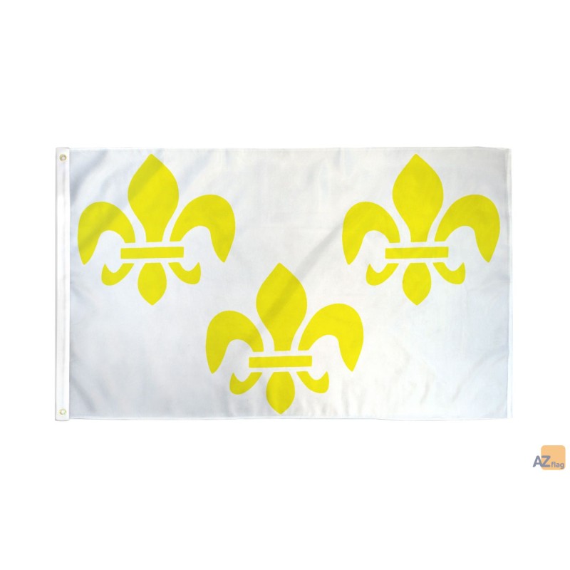 Drapeau 3 Fleurs de Lys Blanc et Or 150x90 cm 2 Oeillets métalliques